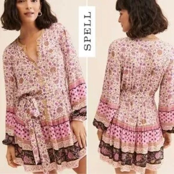 Spell & the Gypsy Collective 🥀 Lady Untamed Lavender Tunic Mini Dress Small - Picture 1 of 10